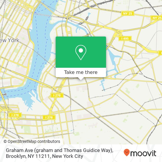 Mapa de Graham Ave (graham and Thomas Guidice Way), Brooklyn, NY 11211