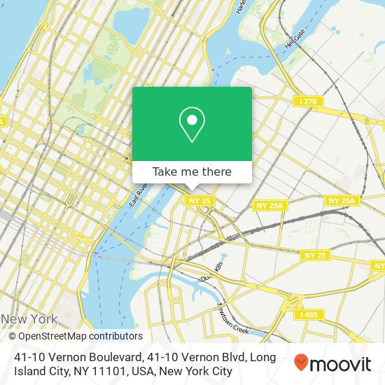 Mapa de 41-10 Vernon Boulevard, 41-10 Vernon Blvd, Long Island City, NY 11101, USA