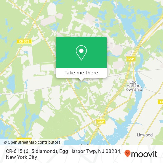 Mapa de CR-615 (615 diamond), Egg Harbor Twp, NJ 08234