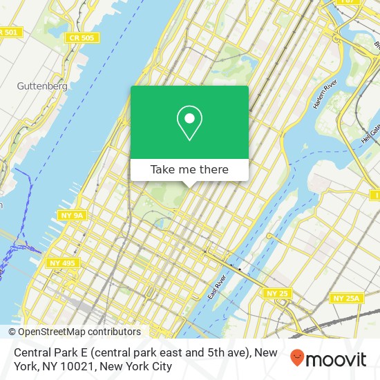 Mapa de Central Park E (central park east and 5th ave), New York, NY 10021