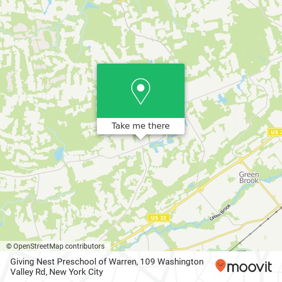 Mapa de Giving Nest Preschool of Warren, 109 Washington Valley Rd