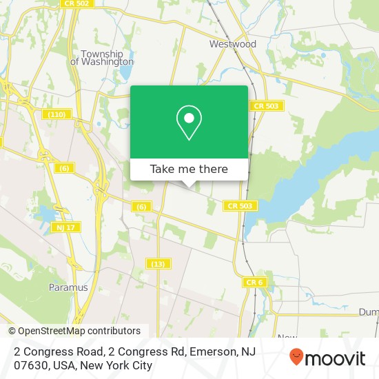 Mapa de 2 Congress Road, 2 Congress Rd, Emerson, NJ 07630, USA