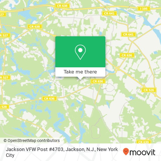 Jackson VFW Post #4703, Jackson, N.J. map