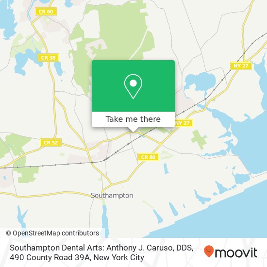 Mapa de Southampton Dental Arts: Anthony J. Caruso, DDS, 490 County Road 39A