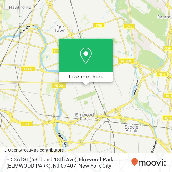 E 53rd St (53rd and 18th Ave), Elmwood Park (ELMWOOD PARK), NJ 07407 map