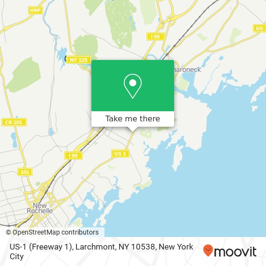 Mapa de US-1 (Freeway 1), Larchmont, NY 10538