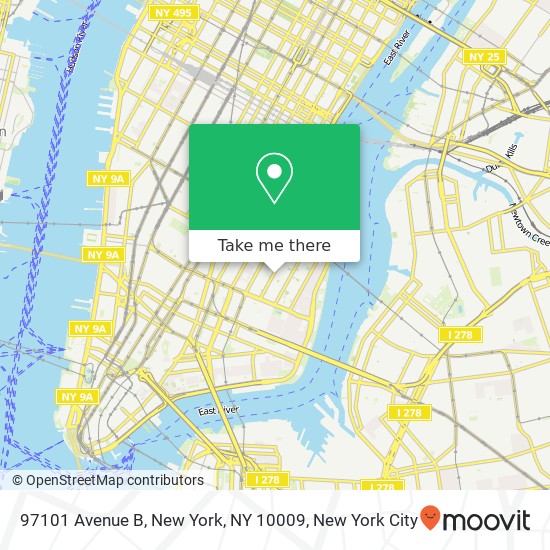 Mapa de 97101 Avenue B, New York, NY 10009