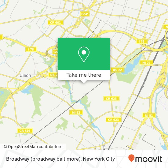 Mapa de Broadway (broadway baltimore), Hillside, NJ 07205
