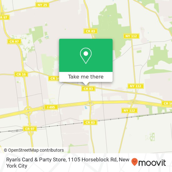 Mapa de Ryan's Card & Party Store, 1105 Horseblock Rd