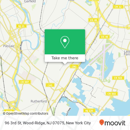 Mapa de 96 3rd St, Wood-Ridge, NJ 07075