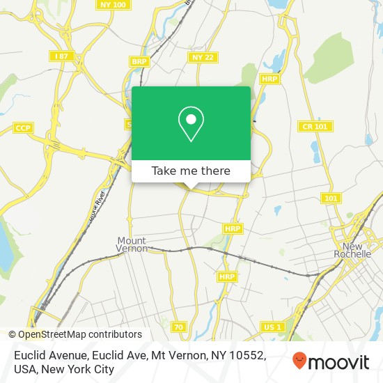 Mapa de Euclid Avenue, Euclid Ave, Mt Vernon, NY 10552, USA