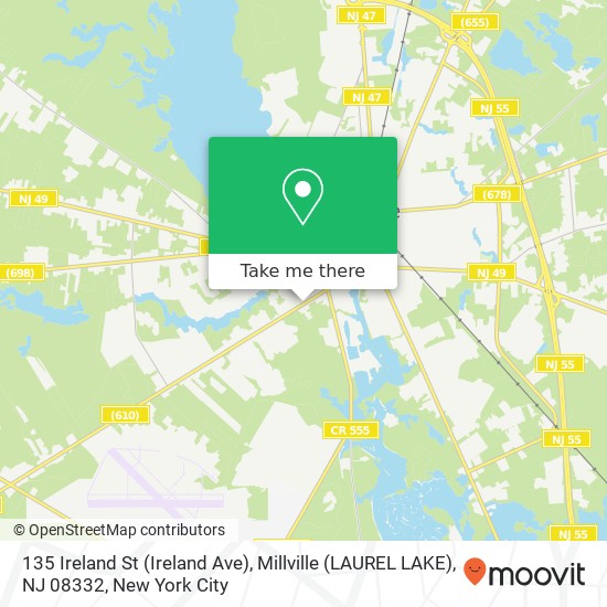 135 Ireland St (Ireland Ave), Millville (LAUREL LAKE), NJ 08332 map