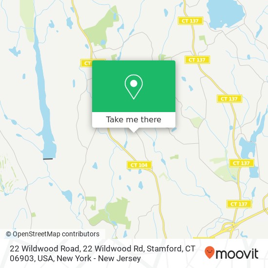 Mapa de 22 Wildwood Road, 22 Wildwood Rd, Stamford, CT 06903, USA