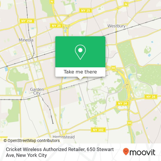 Mapa de Cricket Wireless Authorized Retailer, 650 Stewart Ave