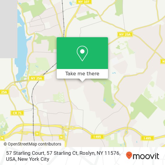 Mapa de 57 Starling Court, 57 Starling Ct, Roslyn, NY 11576, USA