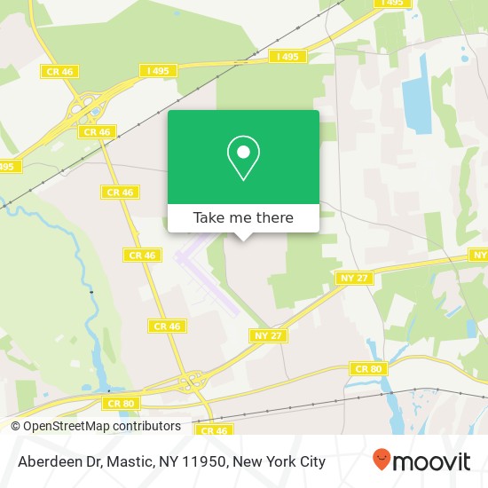 Mapa de Aberdeen Dr, Mastic, NY 11950