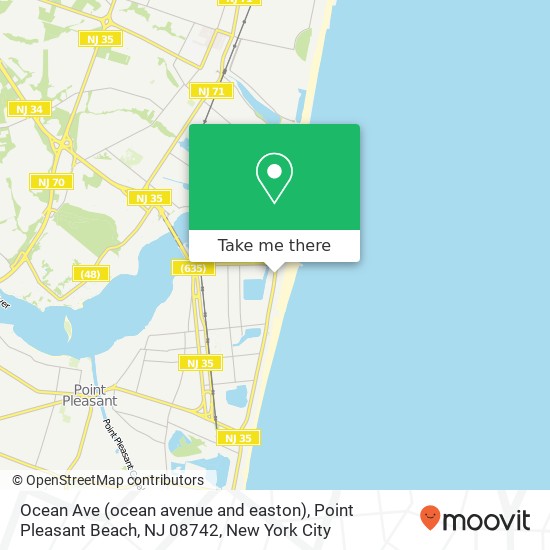 Mapa de Ocean Ave (ocean avenue and easton), Point Pleasant Beach, NJ 08742