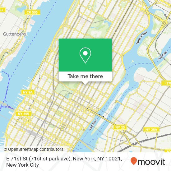 Mapa de E 71st St (71st st park ave), New York, NY 10021