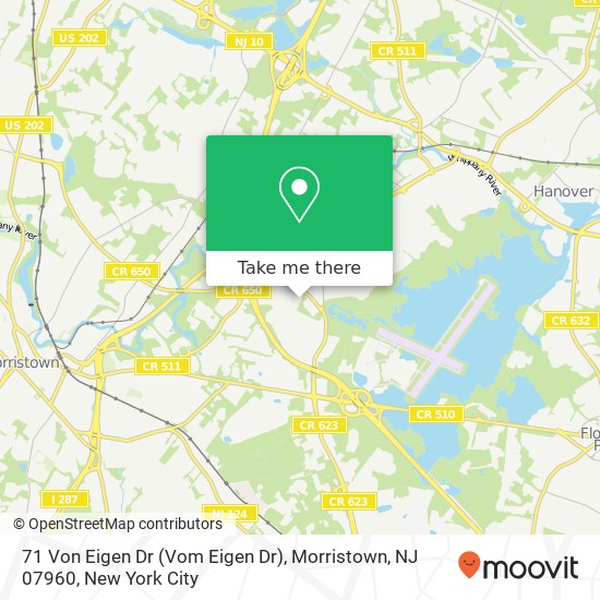 Mapa de 71 Von Eigen Dr (Vom Eigen Dr), Morristown, NJ 07960