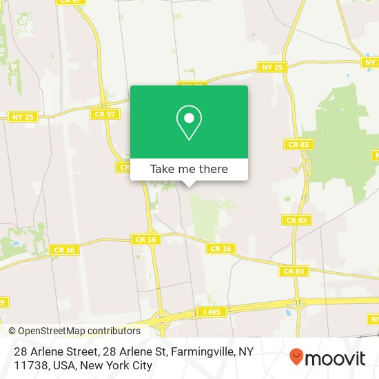 Mapa de 28 Arlene Street, 28 Arlene St, Farmingville, NY 11738, USA