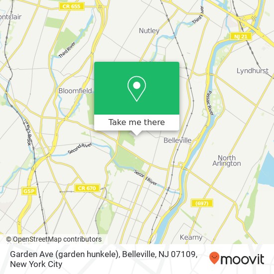 Garden Ave (garden hunkele), Belleville, NJ 07109 map