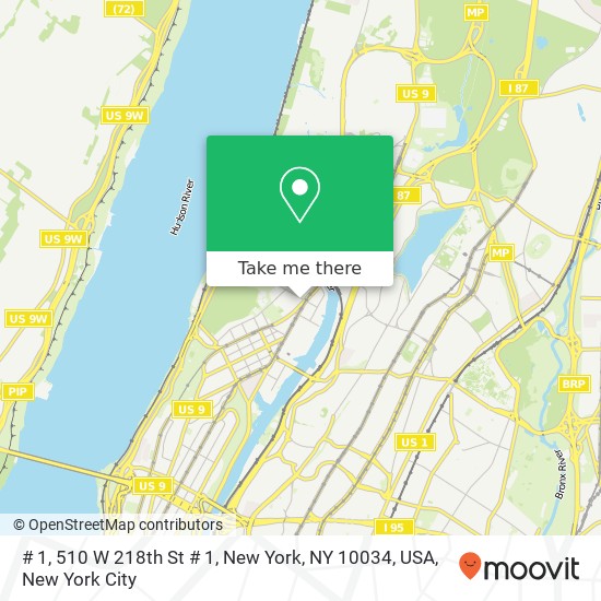 Mapa de # 1, 510 W 218th St # 1, New York, NY 10034, USA