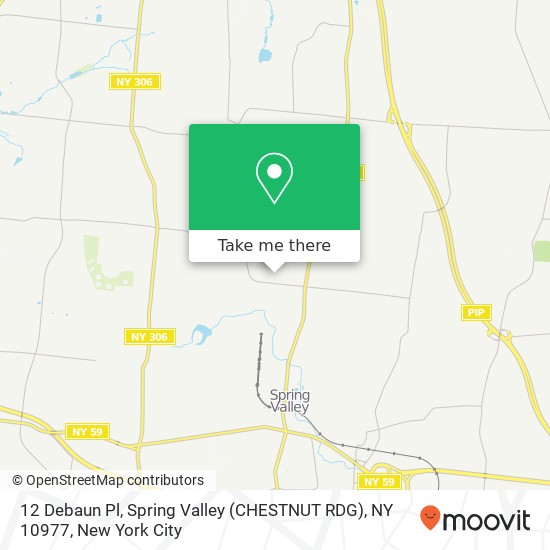 Mapa de 12 Debaun Pl, Spring Valley (CHESTNUT RDG), NY 10977