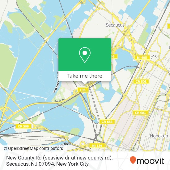 Mapa de New County Rd (seaview dr at new county rd), Secaucus, NJ 07094