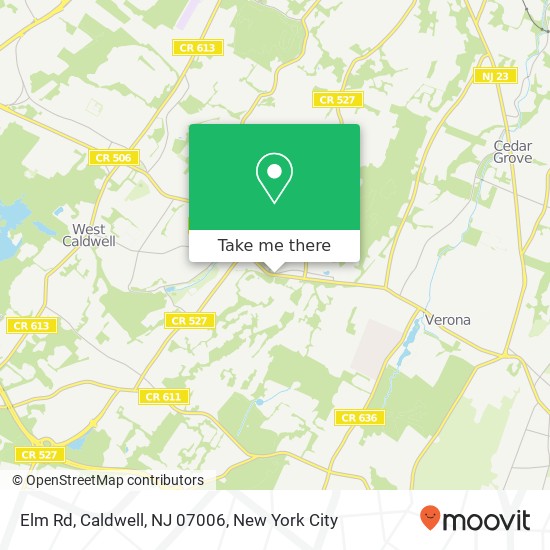 Mapa de Elm Rd, Caldwell, NJ 07006