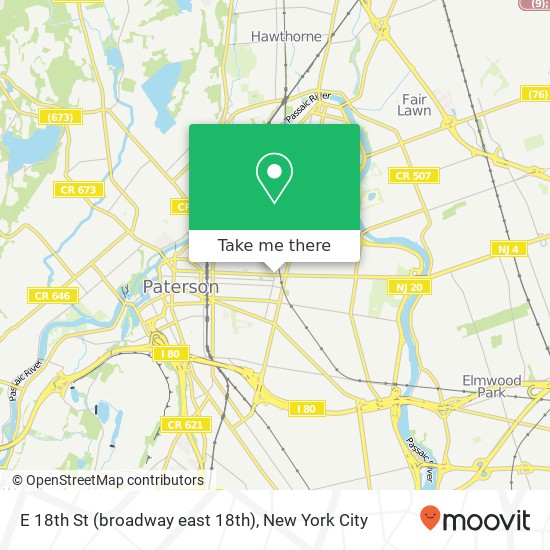 Mapa de E 18th St (broadway east 18th), Paterson, NJ 07501