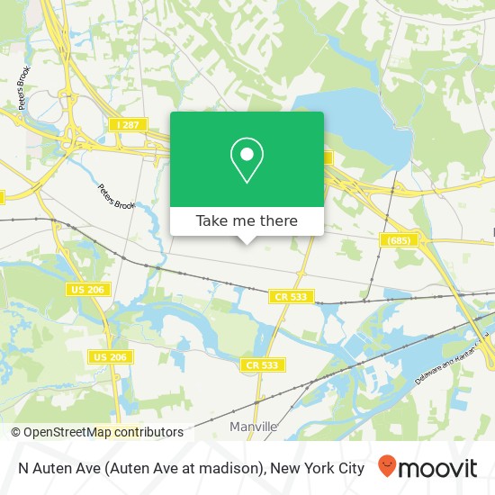 Mapa de N Auten Ave (Auten Ave at madison), Somerville (NORTH BRANCH), NJ 08876