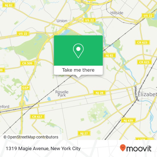 1319 Magie Avenue, 1319 Magie Ave, Union, NJ 07083, USA map