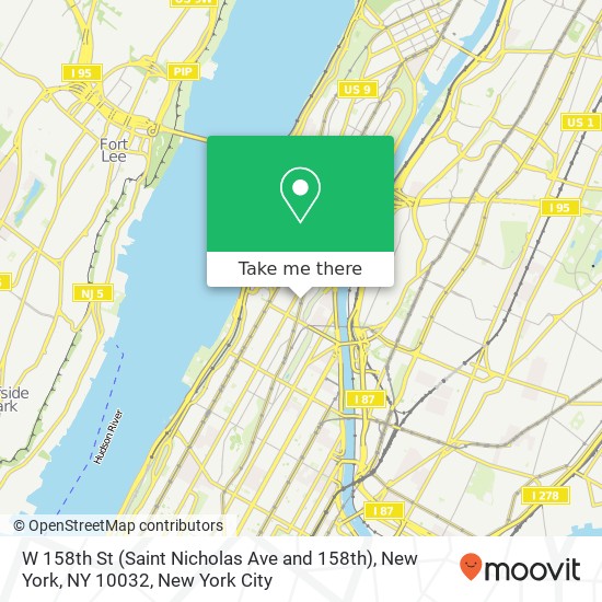 Mapa de W 158th St (Saint Nicholas Ave and 158th), New York, NY 10032