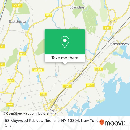 Mapa de 58 Maywood Rd, New Rochelle, NY 10804