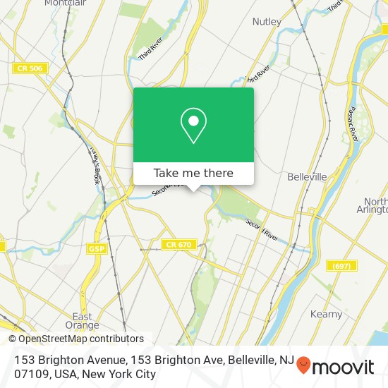 Mapa de 153 Brighton Avenue, 153 Brighton Ave, Belleville, NJ 07109, USA