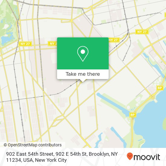 902 East 54th Street, 902 E 54th St, Brooklyn, NY 11234, USA map