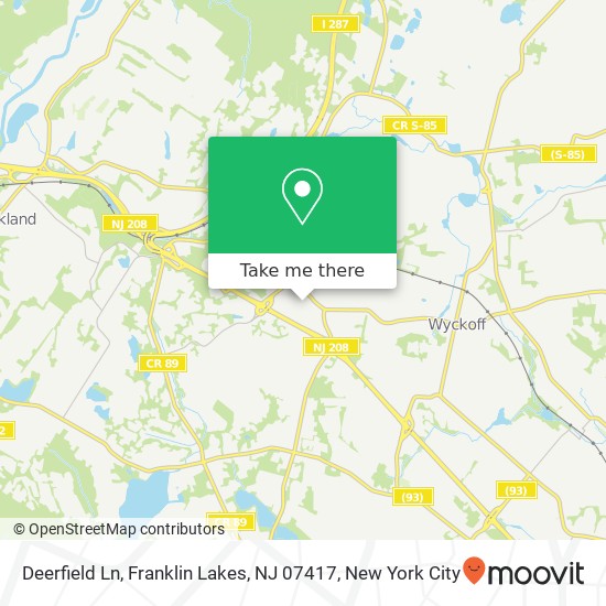 Mapa de Deerfield Ln, Franklin Lakes, NJ 07417