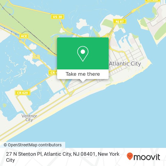 Mapa de 27 N Stenton Pl, Atlantic City, NJ 08401
