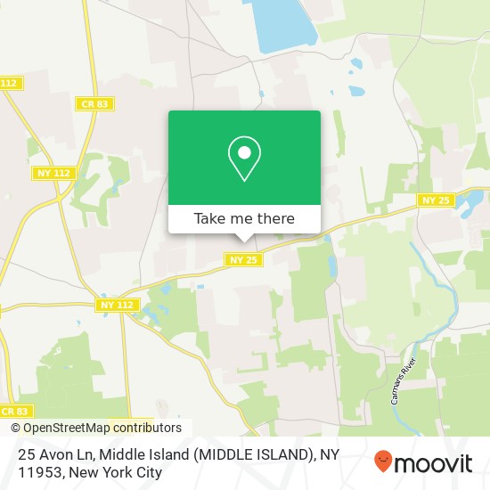 Mapa de 25 Avon Ln, Middle Island (MIDDLE ISLAND), NY 11953