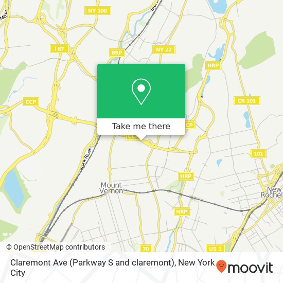 Mapa de Claremont Ave (Parkway S and claremont), Mt Vernon, NY 10552