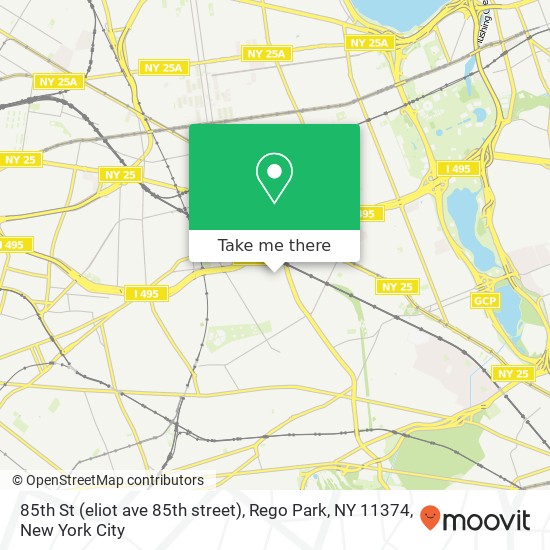 Mapa de 85th St (eliot ave 85th street), Rego Park, NY 11374