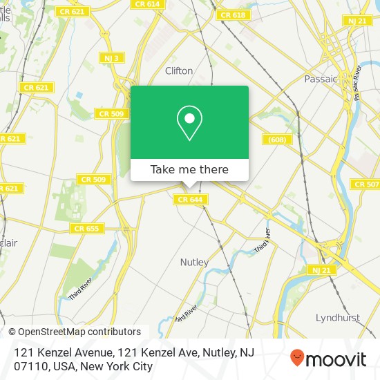 121 Kenzel Avenue, 121 Kenzel Ave, Nutley, NJ 07110, USA map