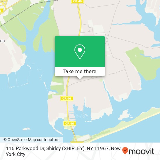 116 Parkwood Dr, Shirley (SHIRLEY), NY 11967 map