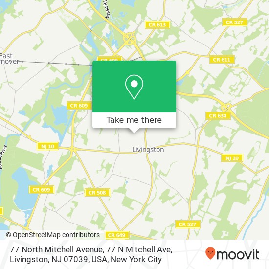 Mapa de 77 North Mitchell Avenue, 77 N Mitchell Ave, Livingston, NJ 07039, USA