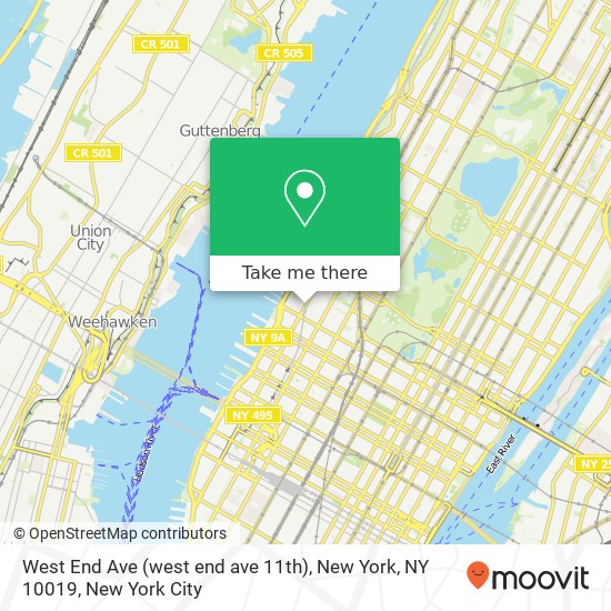 West End Ave (west end ave 11th), New York, NY 10019 map