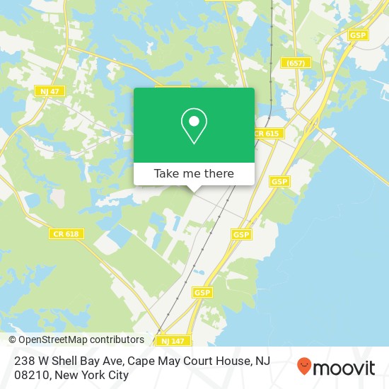 Mapa de 238 W Shell Bay Ave, Cape May Court House, NJ 08210