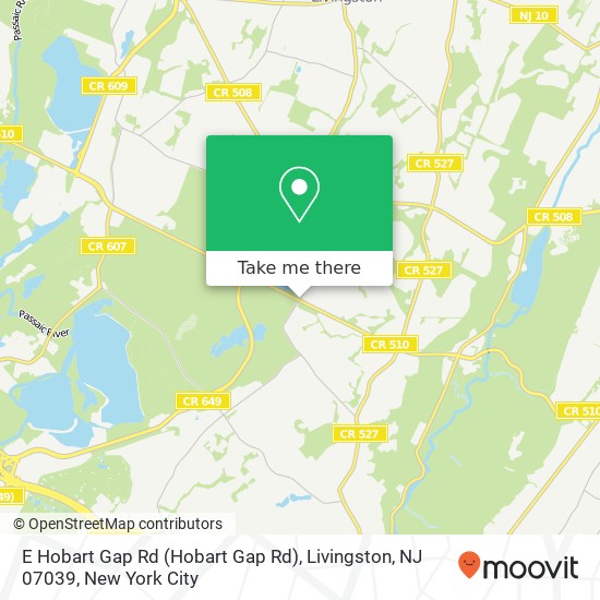 Mapa de E Hobart Gap Rd (Hobart Gap Rd), Livingston, NJ 07039