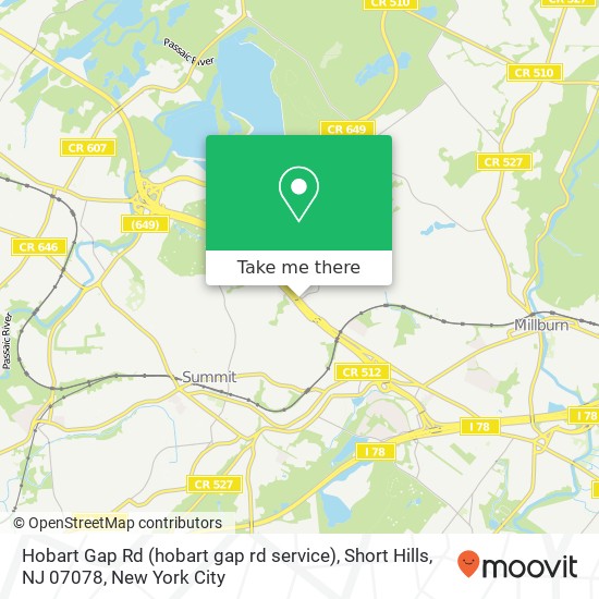 Hobart Gap Rd (hobart gap rd service), Short Hills, NJ 07078 map