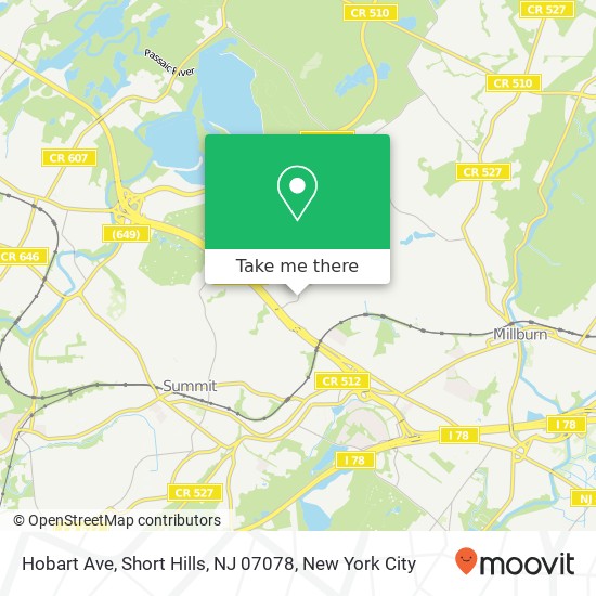 Mapa de Hobart Ave, Short Hills, NJ 07078