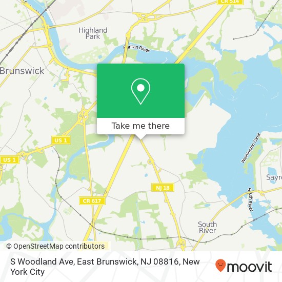 Mapa de S Woodland Ave, East Brunswick, NJ 08816